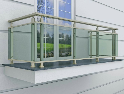 Mockup 3d design of balcony with glass railings