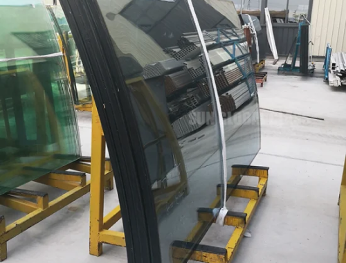 Glass panels in storage