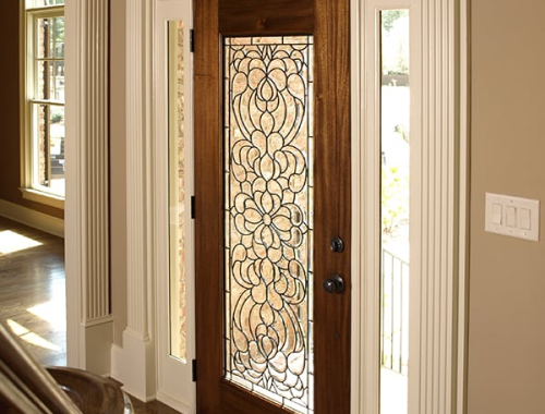 Custom glass pattern on front door