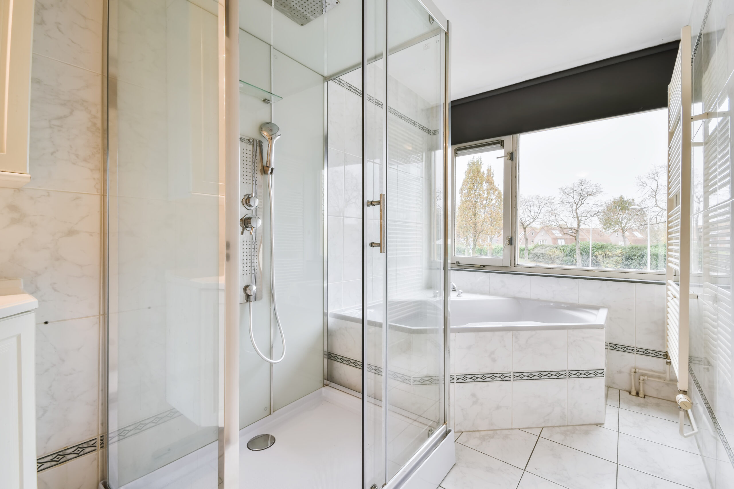 Bright and stylish bathroom in luxury modern house